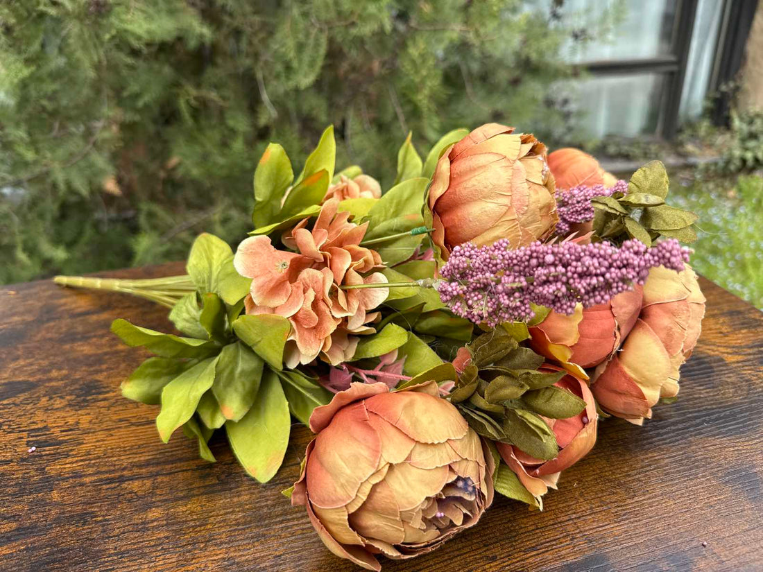 Едър божур смес.китка капучино