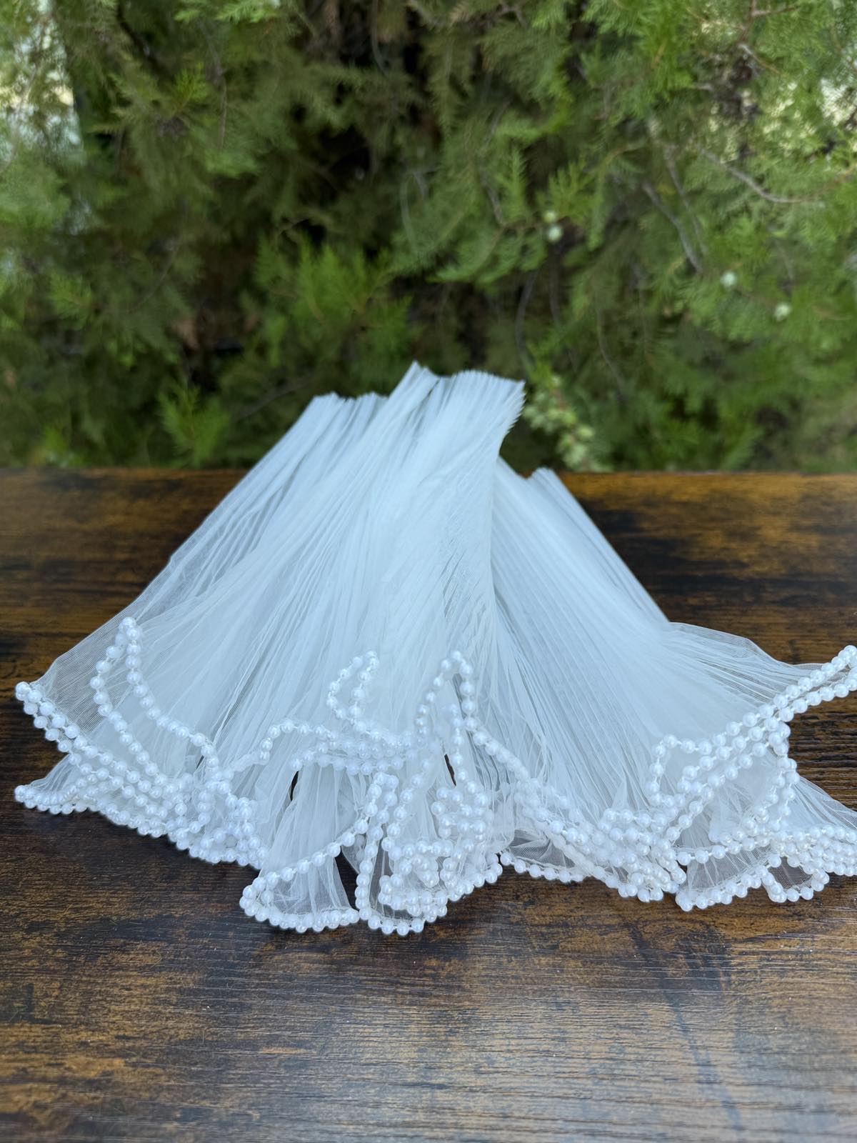 Органза плисе с перли