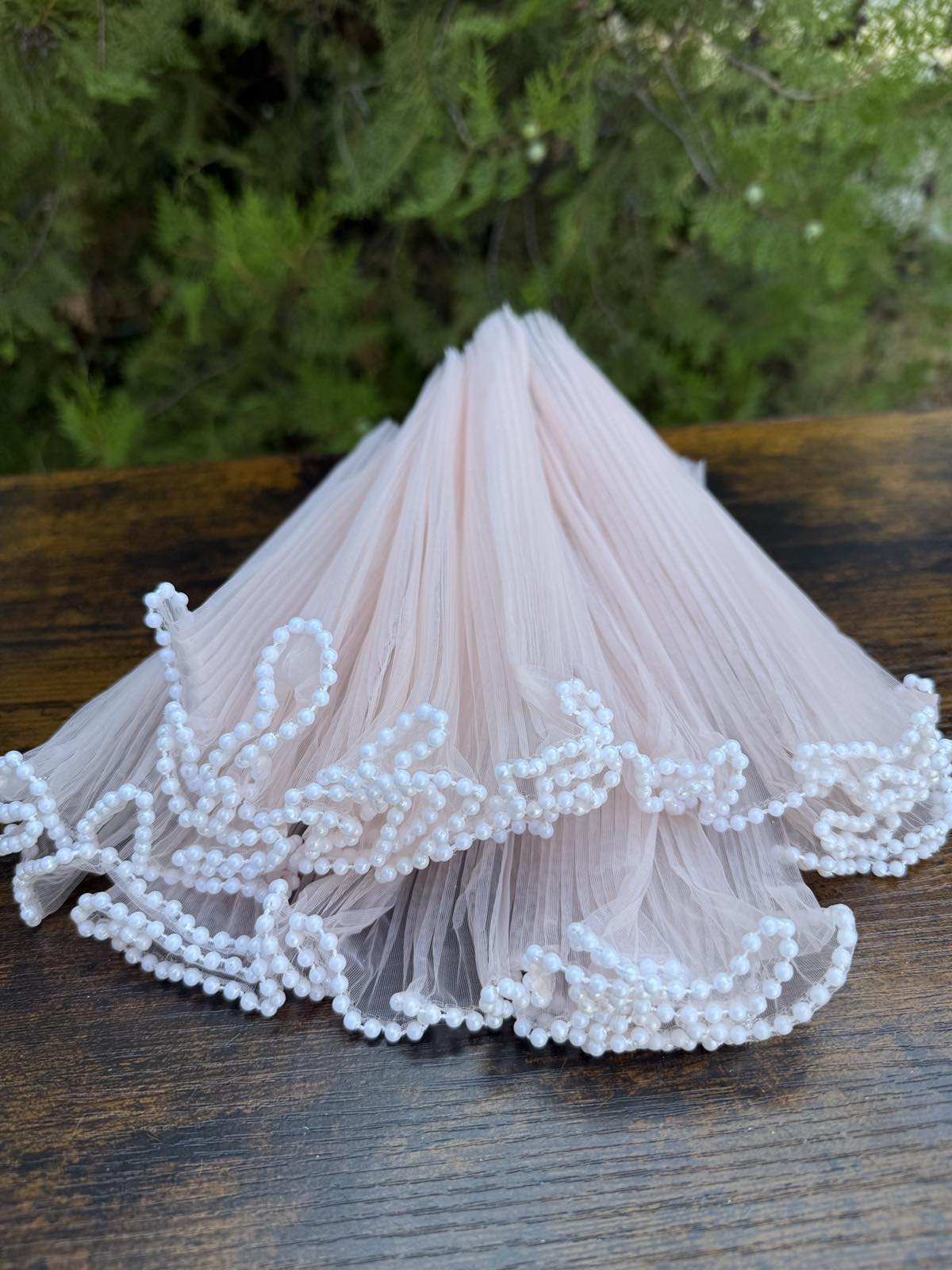 Органза плисе с перли