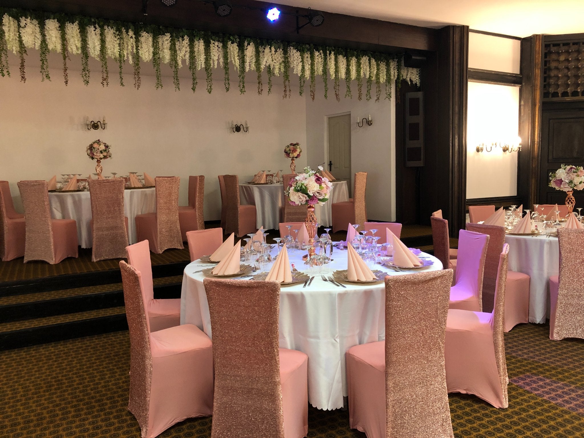 Калъф за стол гръб ламе розов