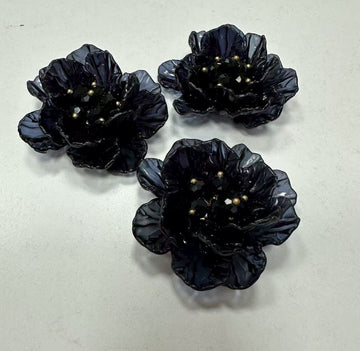 Брошка черно голямо цвете