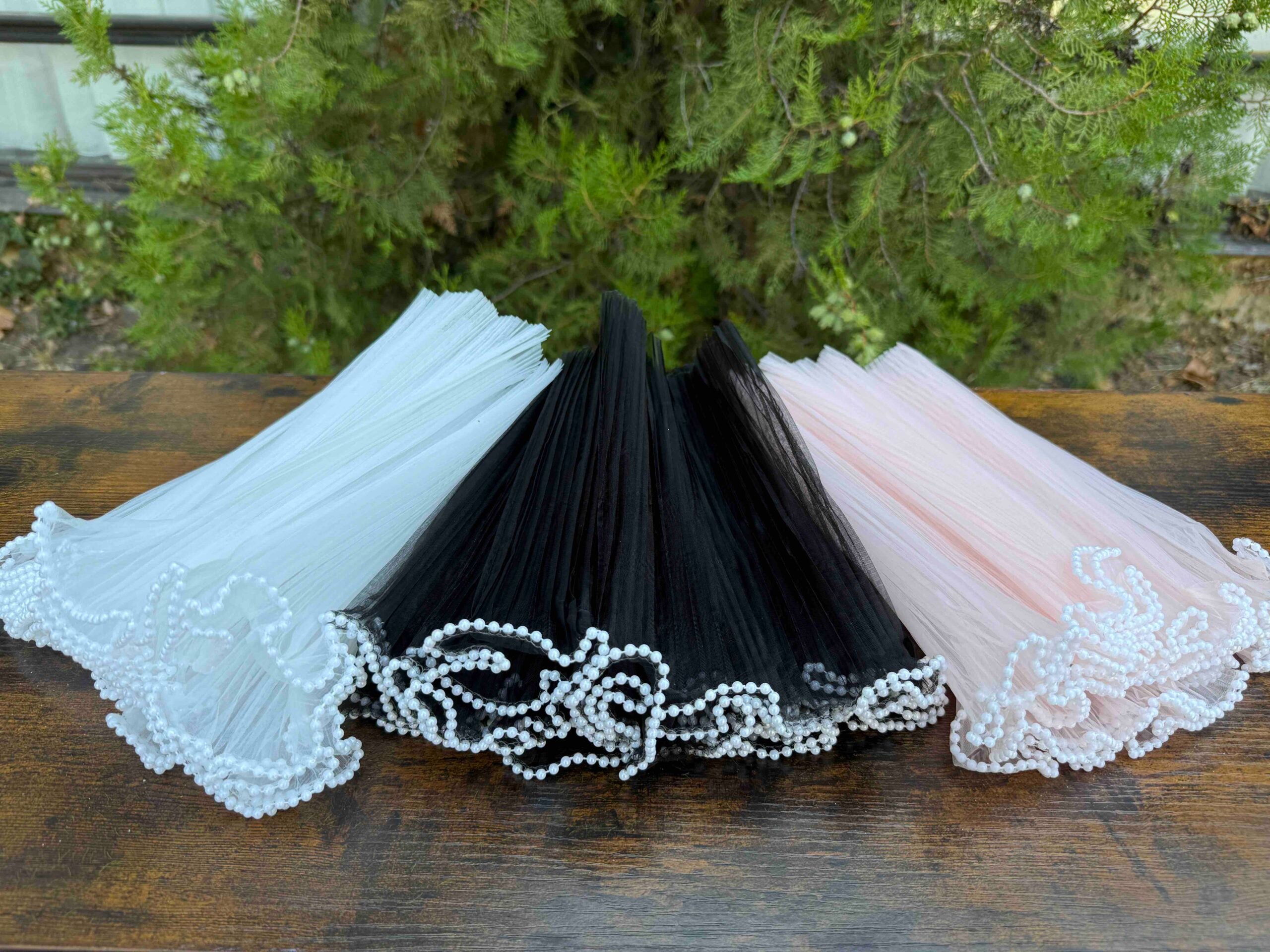 Органза плисе с перли