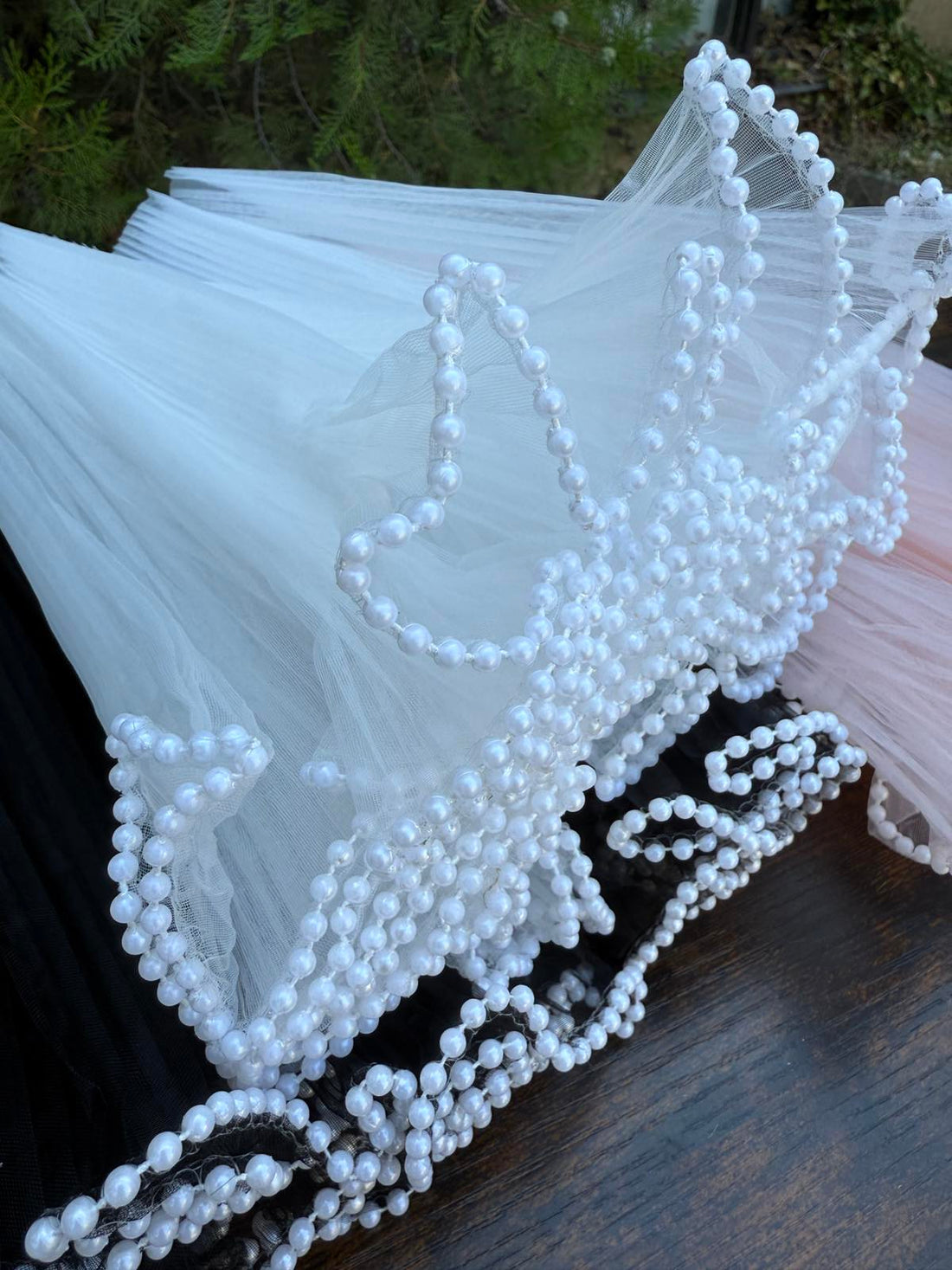 Органза плисе с перли