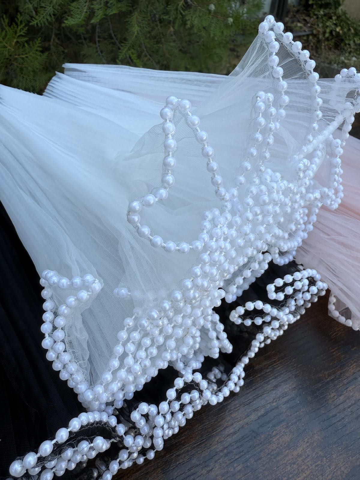 Органза плисе с перли