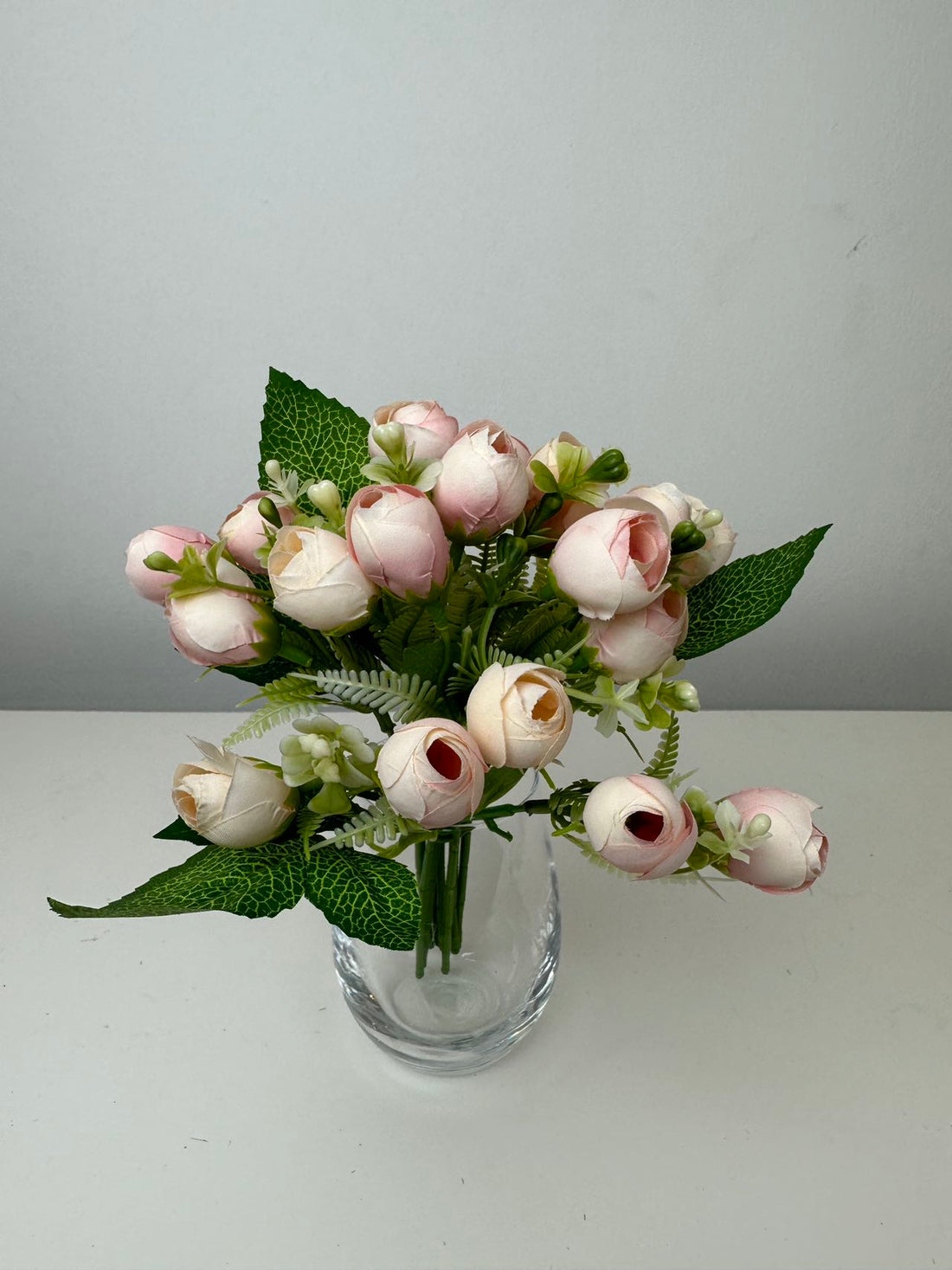 Изкуствени мини божури букет розово