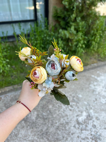 Изкуствен мини божур жълто