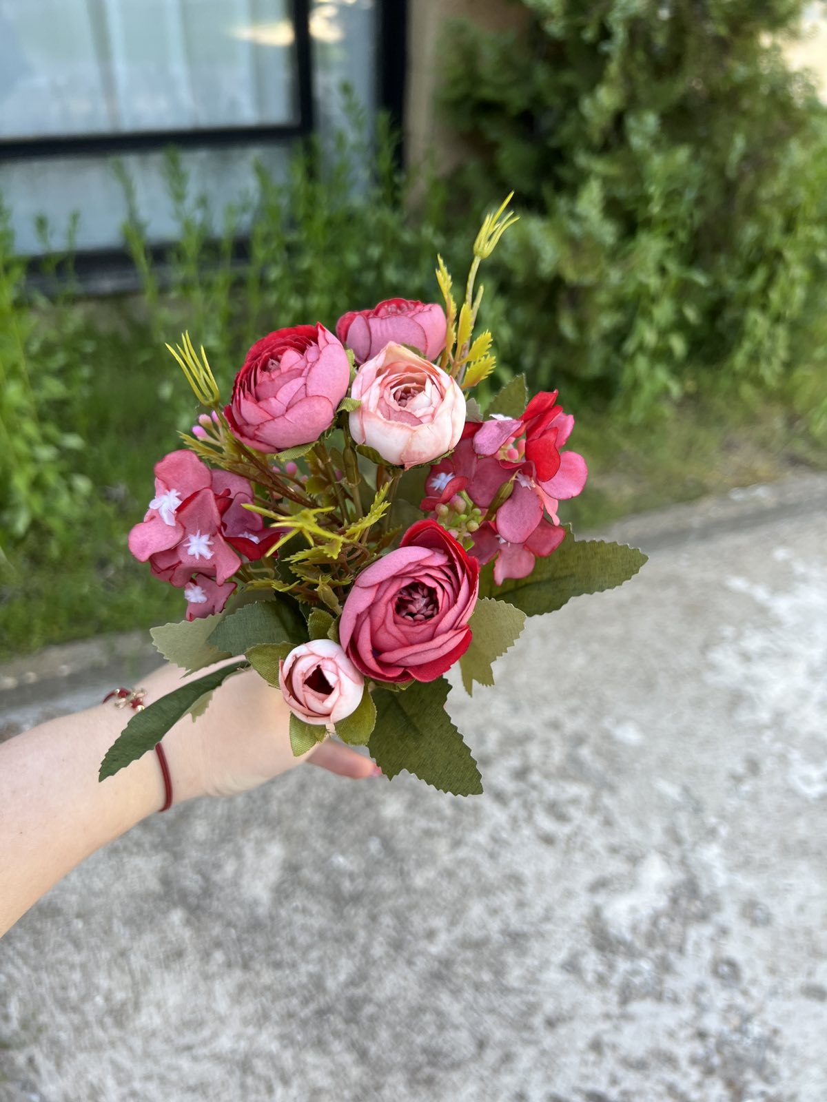 Изкуствен мини божур малина