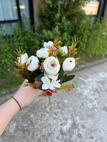 Изкуствен мини божур бяло