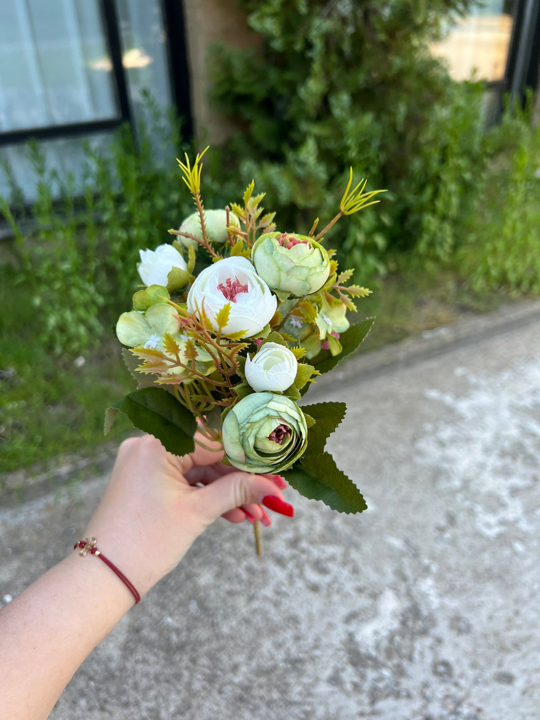 Мини китка божур зелено