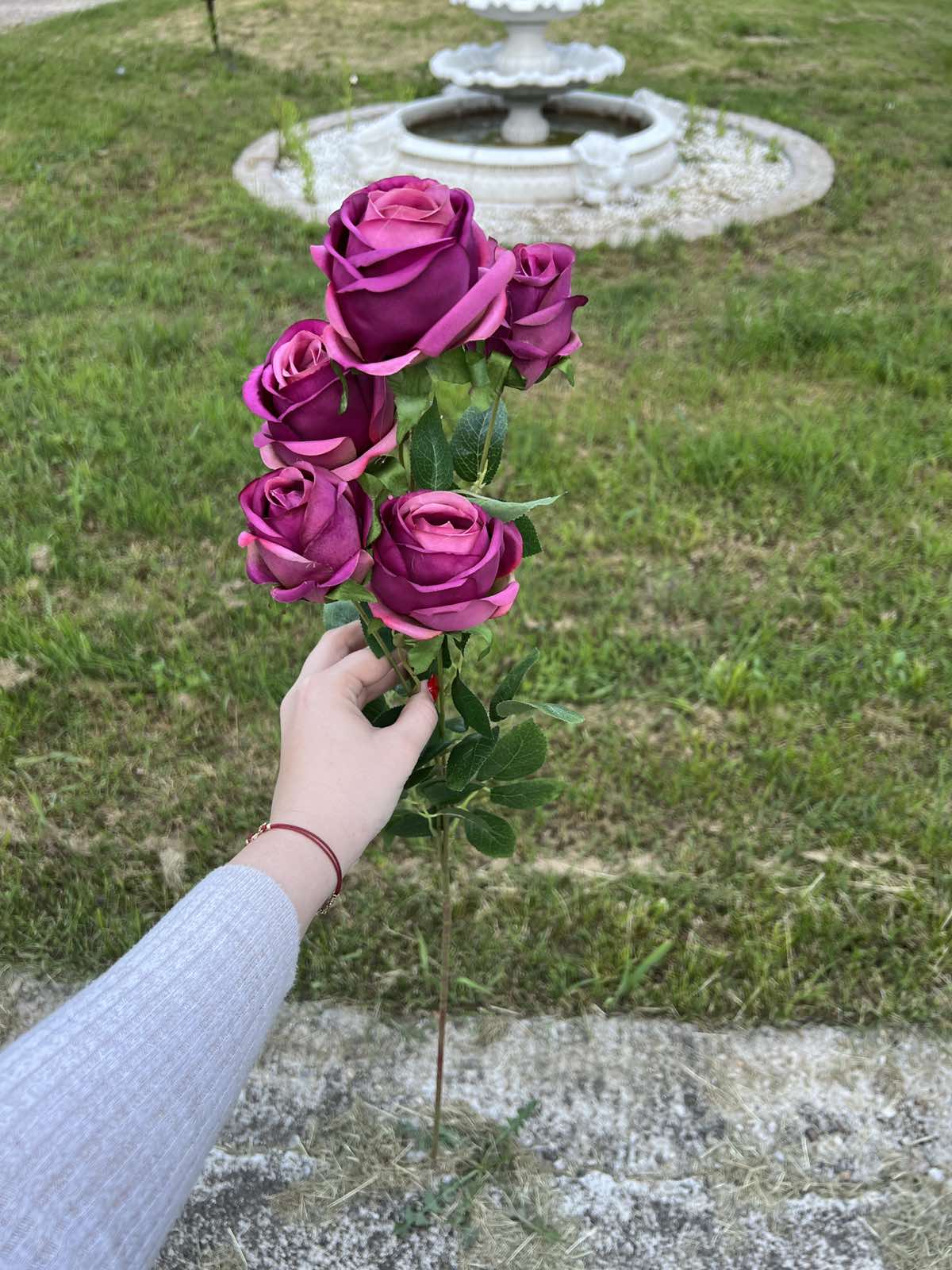 Изкуствена роза 6 глави лилава