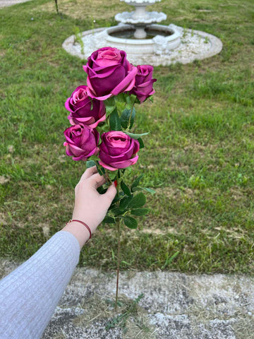 Изкуствена роза 6 глави лилава
