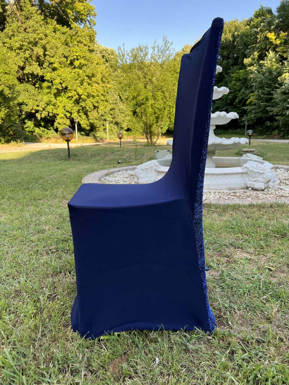 Калъф за стол гръб ламе син