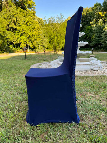 Калъф за стол гръб ламе син