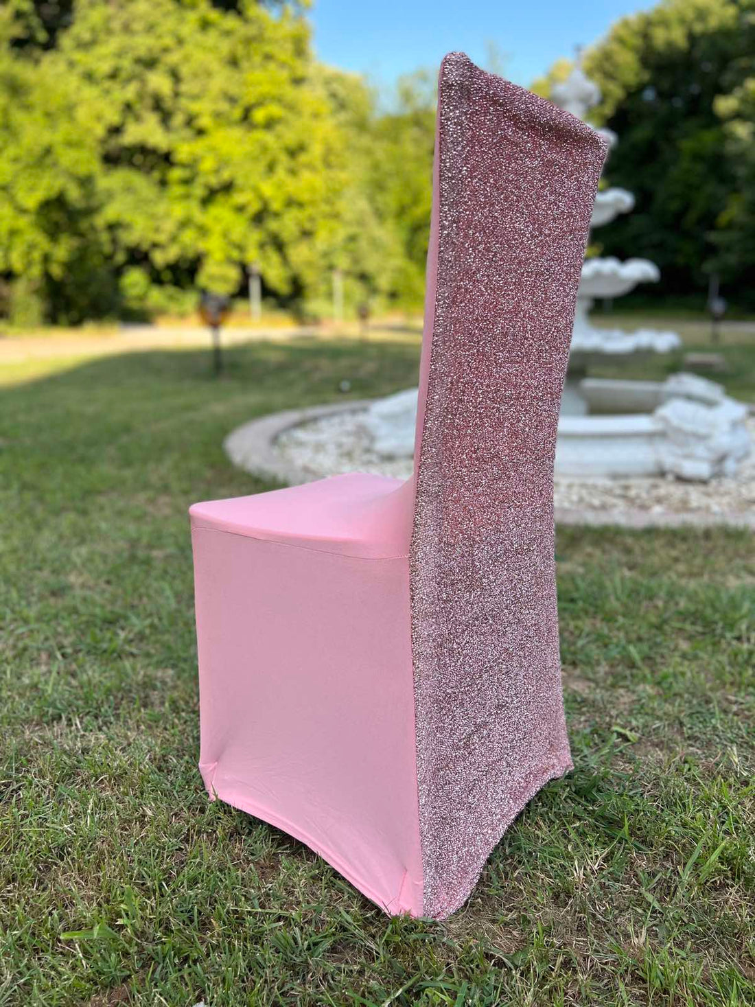 Калъф за стол гръб ламе розов