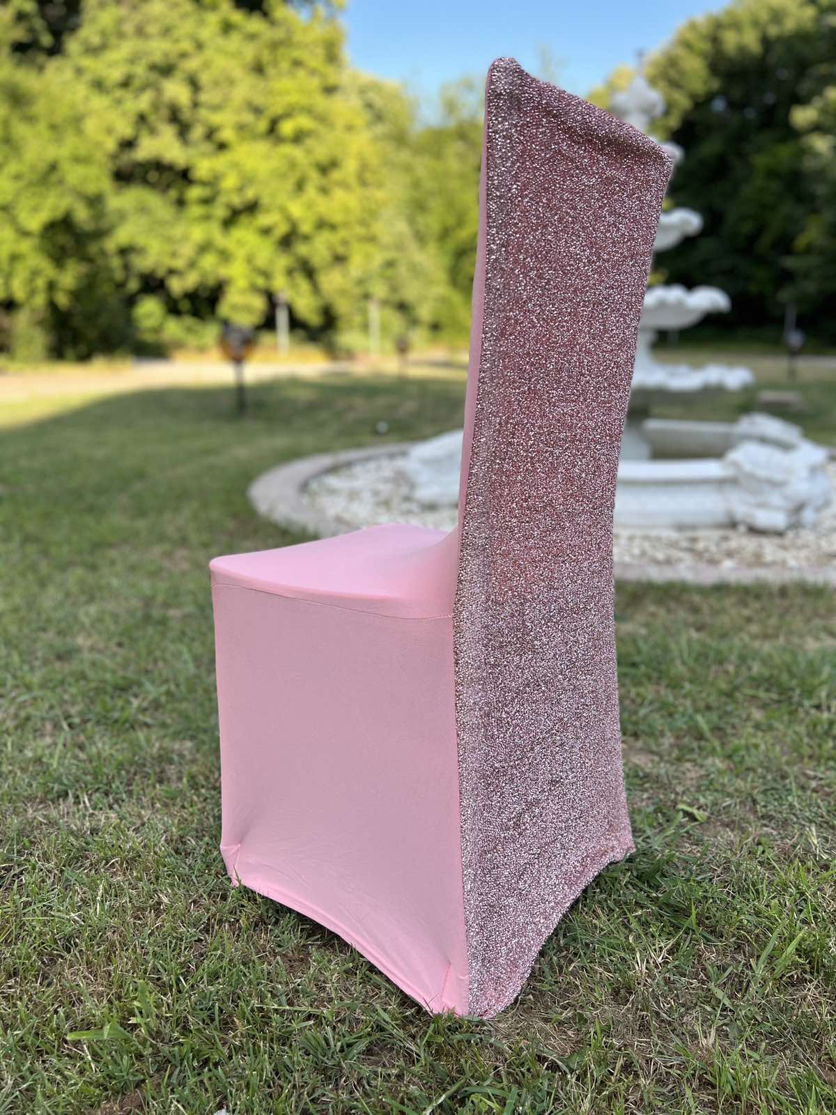 Калъф за стол гръб ламе розов