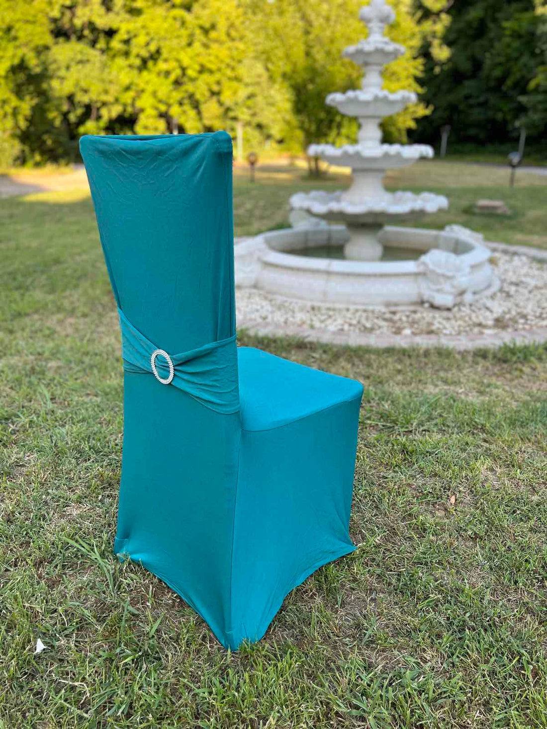 Калъф за стол с лента зелен